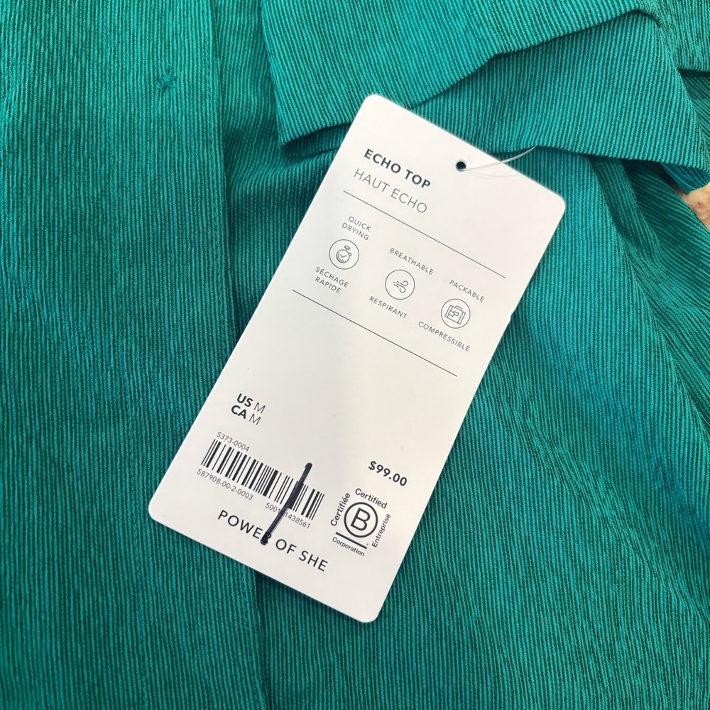 Athleta Echo Teal Button-Up Top NWT - Picture 5 of 7